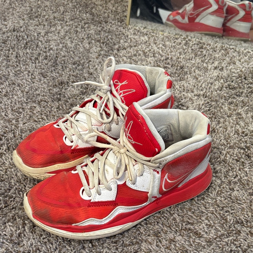 Nike Kids Red and White High-Top Sneakers